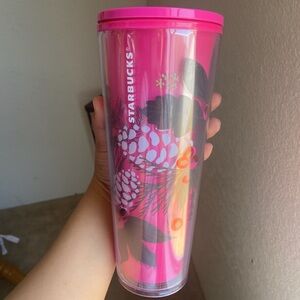 Starbucks Christmas 2021 Pink Poinsettia Tumbler cup